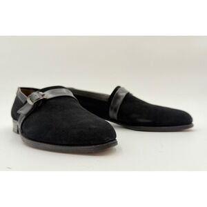 Johnston & Murphy Bench Masters Black Suede Monk Strap Loafers Dress Shoes